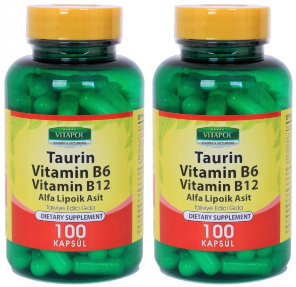 Vitapol Taurin 500 Mg Vitamin B6 Vitamin B12 100 Kapsül Skt Haziran 2024 2 Adet