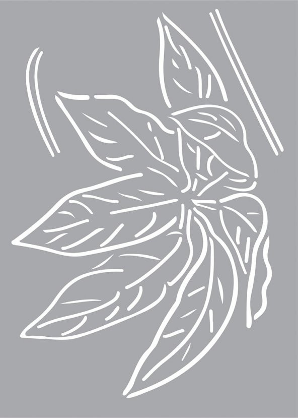 Yaprak Stencil Boyama Şablonu 50x70 cm, Duvar Stencil, Fayans Stencil, Mobilya Stencil - 2