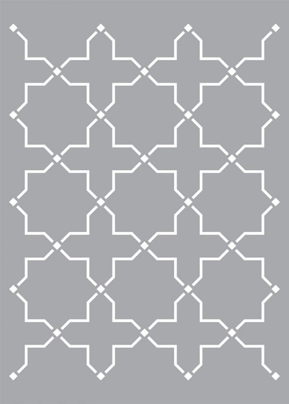 Geometrik Şekil -2 Stencil Boyama Şablonu 50x70 cm, Duvar Stencil, Fayans Stencil, Mobilya Stencil - 4