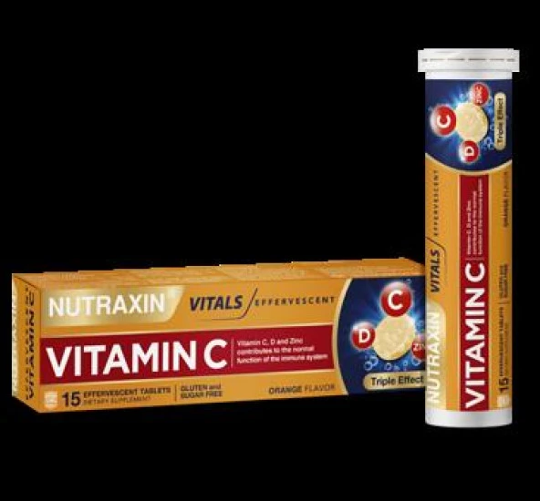 Nutraxin Vitamin C-D-ZINC 15 Efervesan  tablet 8680512630708 ürün görseli