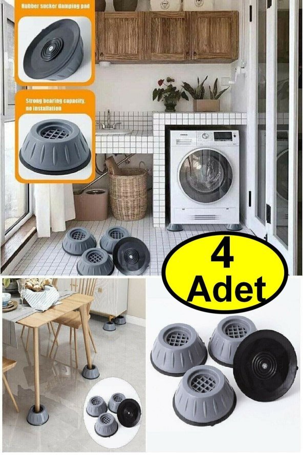 Çamaşır Makinesi Altlığı Titreşim Önleyici Kaydırmaz Vantuzlu 4 Adet Çamaşır Makinası Ayak - 8