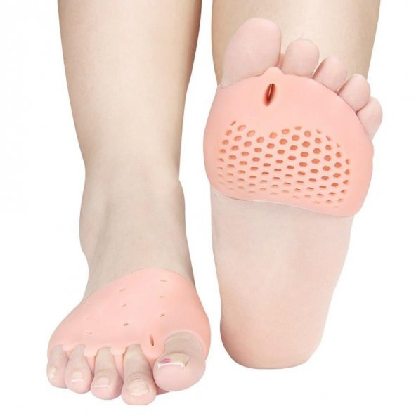 2 Li Silikon Ayak 5 Parmak Koruyucu Makaralı Parmak Ayıran Gömlek Hava Alan Bunyon Halluks Valgus