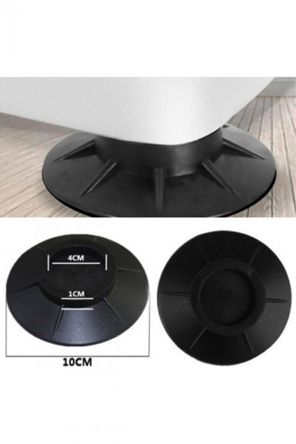 Çamaşır Makinesi Titreşim Önleyici Kaydırmaz 4 Adet Makine Altı Beyaz Eşya Ayak Siyah - 2