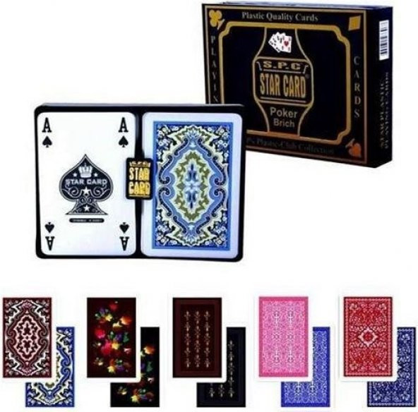 İskambil Kağıdı Star Cart Plastik İskambil Oyun Kağıdı Çift Deste Saklama Kutulu - 4