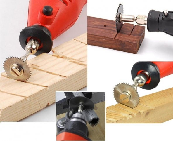 12 Parça Mini Testere Dremel Seti 6 parça Testere 6 Dramel Ahşap Plastik Alüminyum Oyma Hobi Seti - 2