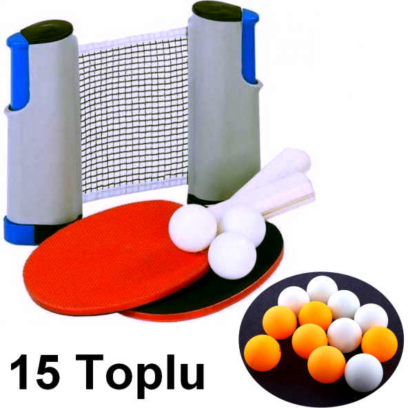 Tüm Masalara Uyumlu Portatif Masa Tenisi Filesi + 2 Raket Ve 15 Top - 4