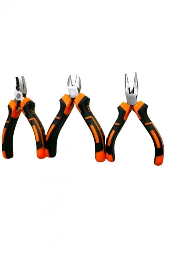 3 Lü Mini Pense Seti Yan Keski Kargaburun Elektrikci Seti Hobi Profesional Kullanım - 3
