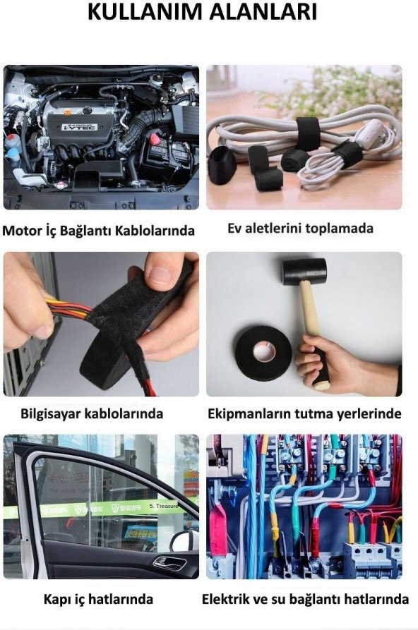 Bez Bant Tüylü Yanmaz Bant Kumaş Kablo Sarma Bantı 15 M 19 mm 1 ADET - 2
