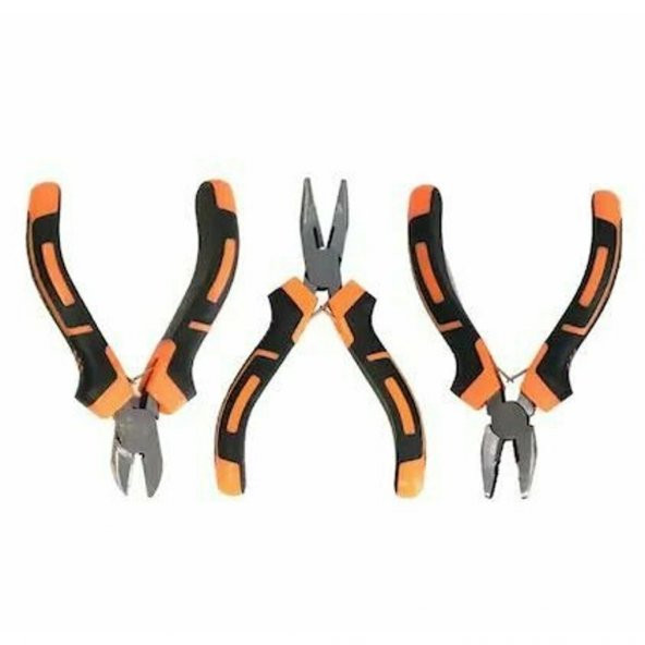 3 Lü Mini Pense Seti Yan Keski Kargaburun Elektrikci Seti Hobi Profesional Kullanım - 5