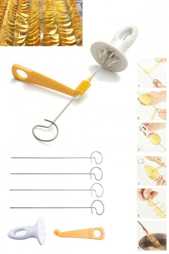 Spiral Patates Dilimleyici Çubukta Patates Cips Yapma Aparatı 4 Çubuklu - 3