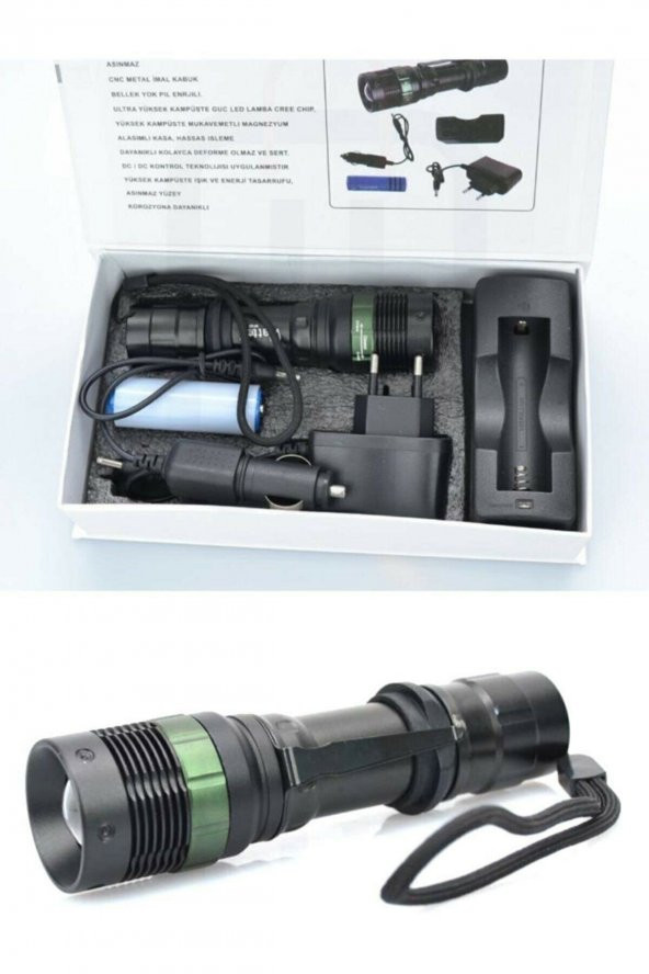 Menzili Uzun Şarjlı Zoomlu Süper Güçlü El Feneri Işıldak Wt037 Cree Acil Durum Feneri Deprem Feneri - 2