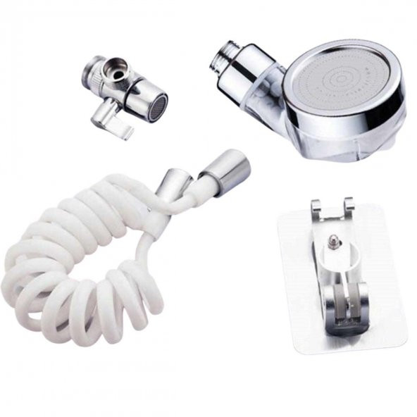 2 in 1 Spiral Hortumlu Ayarlanabilir Hareketli Banyo Mutfak Lavabo Musluk Duş Başlığı - 6