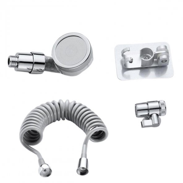 2 in 1 Spiral Hortumlu Ayarlanabilir Hareketli Banyo Mutfak Lavabo Musluk Duş Başlığı - 8