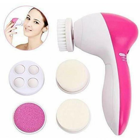 Pilli Yüz Cilt Temizleme Cihazı Siyah Nokta Peeling Fırça Seti Vücut Yüz Bakımı Masaj Aleti 5 in 1