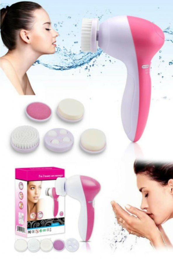 Pilli Yüz Cilt Temizleme Cihazı Siyah Nokta Peeling Fırça Seti Vücut Yüz Bakımı Masaj Aleti 5 in 1 - 2