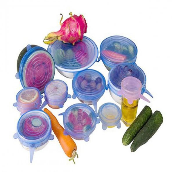 Tazeliği Koruyan 6lı Silikon Streç Gıda Saklama Koruma Kapakları - 6