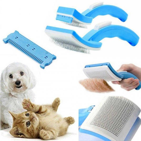 KEDİ KÖPEK TARAĞI BAKIM FIRÇASI SETİ TÜY TOPLAMA ALICI TOPARLAYICI TARAK EVCİL HAYVAN TARAĞI -WELFAR - 5