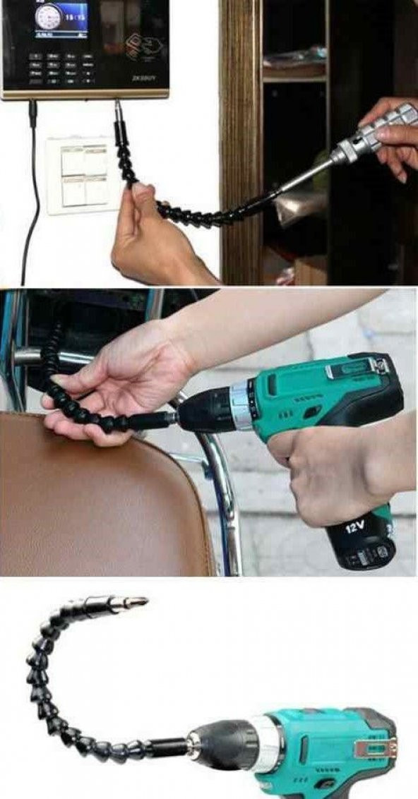 Esnek Matkap Ucu Körüklü Oynarbaşlık Uzatma Şarjlı Vidalama Ucu - 4