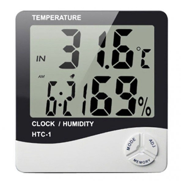 Dijital Termometre Sıcaklık Ve Nem Ölçer Masa Saati Alarm Higrometre Ev İşyeri Bebek Çoçuk Odası - 2