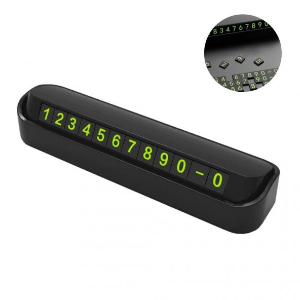 Araç İçi Numaratör Park Telefon Numarası Numaratik Tel Fosforlu SİYAH