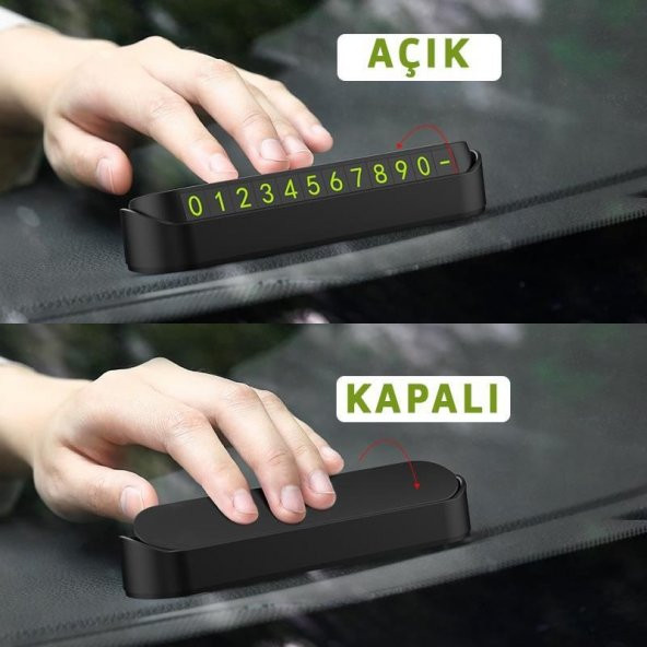 Araç İçi Numaratör Park Telefon Numarası Numaratik Tel Fosforlu SİYAH - 2
