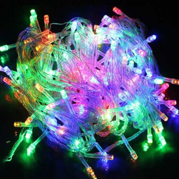 10mt 100 Led Işık Renkli Noel Yılbaşı Agaç Süsleme Parti Eylence Süs Disko Bar Süsleme