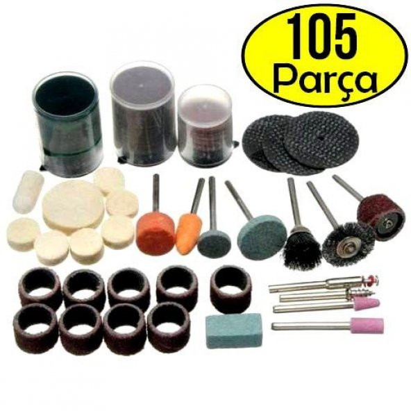 105 Parça Gravür Oyma Dremel Taşlama Zımpara Aksesuar Uc Seti Hobi Aletleri