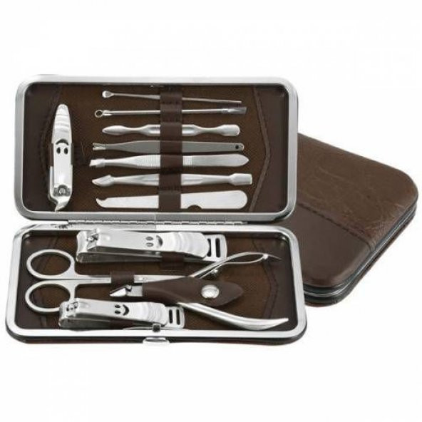 12li Manikür Pedikür Tırnak Bakım Seti Takımı Çantalı Tırnak Makası Manikür Bıçağı Akne İğnesi - 4