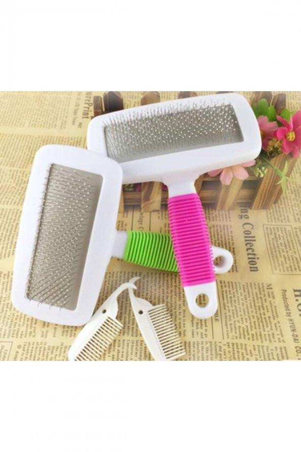 Kedi Köpek Evcil Hayvan Tüy Tarama Fırçası Pire Taragı Kaşıma Fırçası Telli Küçük Boy Fırça Tarak - 3