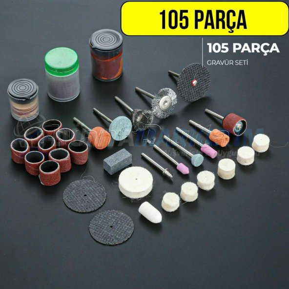 105 Parça Gravür Oyma Dremel Taşlama Zımpara Aksesuar Uc Seti Hobi Aletleri - 5