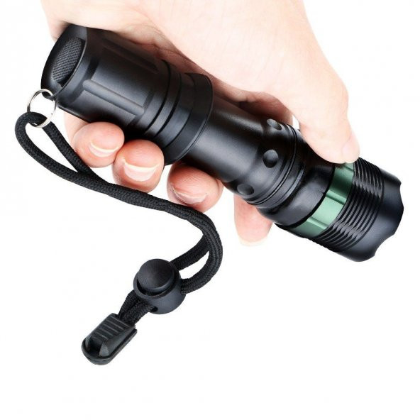 2 BATARYA LI Şarjlı Led El Feneri Led 800 Lumens Kamp Feneri Gece Yürüyüş Feneri Kutulu Paket Km-81 - 2