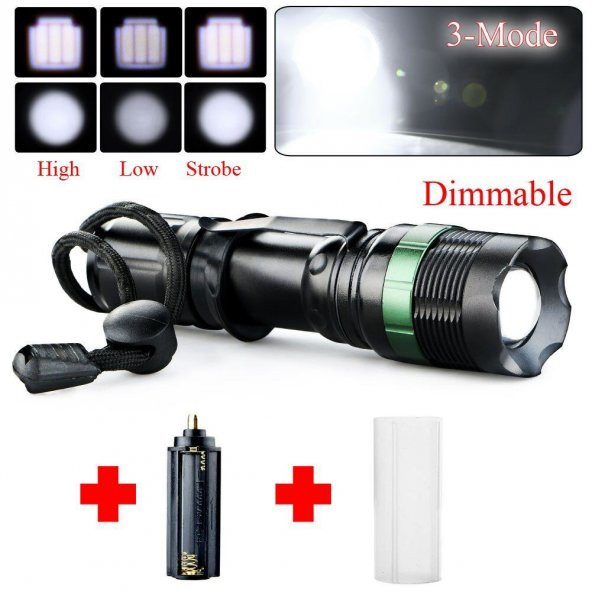 2 BATARYA LI Şarjlı Led El Feneri Led 800 Lumens Kamp Feneri Gece Yürüyüş Feneri Kutulu Paket Km-81 - 5