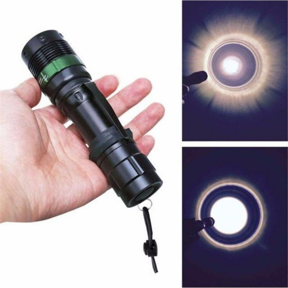 2 BATARYA LI Şarjlı Led El Feneri Led 800 Lumens Kamp Feneri Gece Yürüyüş Feneri Kutulu Paket Km-81 - 8