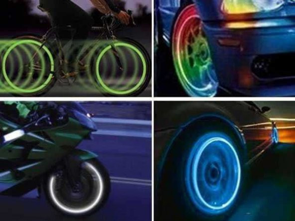 4 ADET Işıklı Sibop Kapağı PEMBE Fotosel Hareket Sensörlü Işıklı Sibop Bisiklet Işığı Araç Sibop Işığı - 4