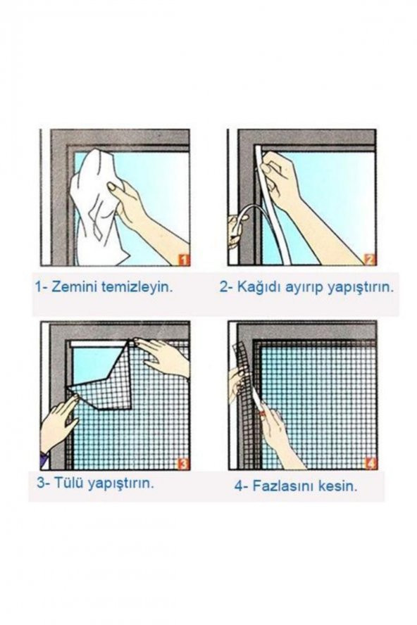 Pencere Sinekliği Kesilebilir Cırt Bantlı Yapışkanlı 130cm X 150cm Çıkarılabilir Tül Sineklik - 6
