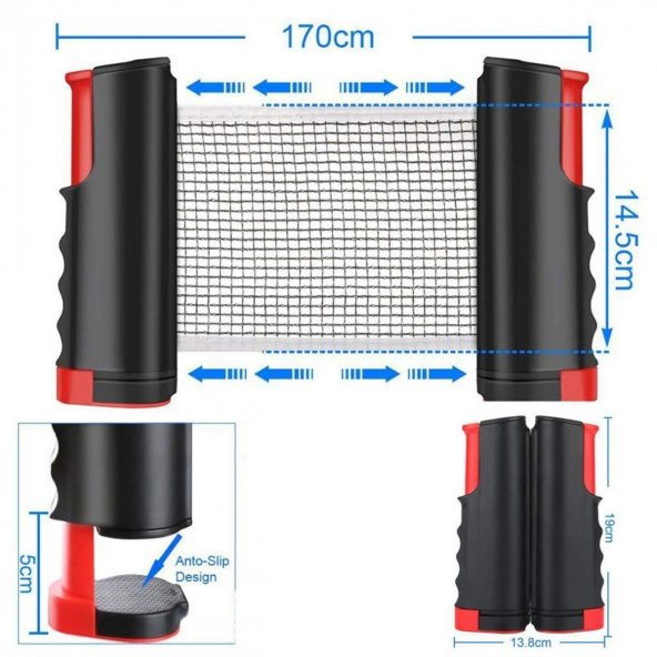Portatif Masa Tenisi Filesi Rollnet Masa Tenisi Raketi Top Seti - 5