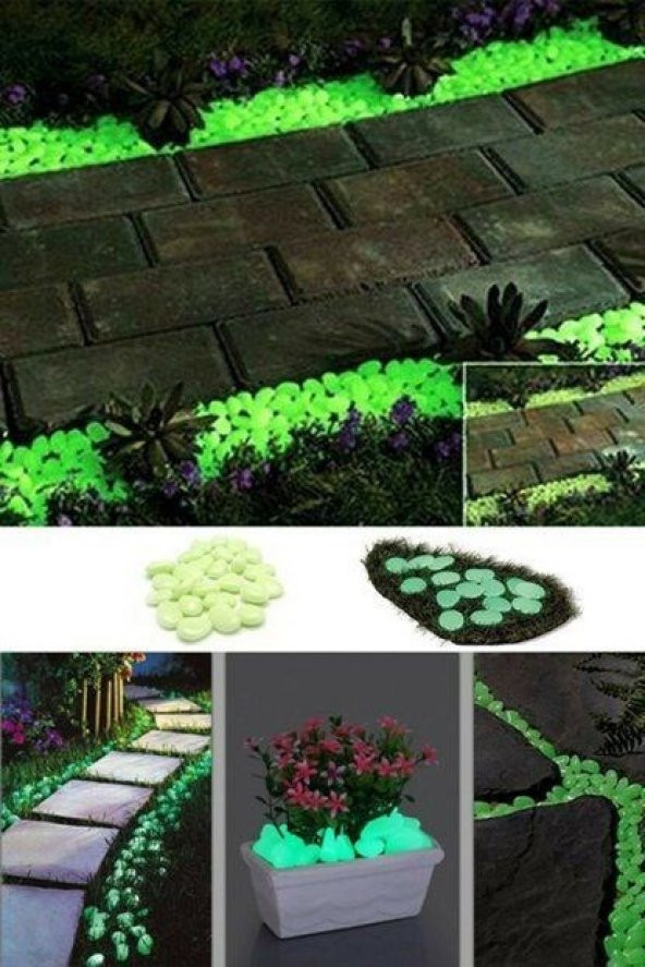 50 Adet Bahçe İçin Fosforlu Çakıl Taşı Gece Parlayan Fosforlu Çakıl Taşları Akvaryum Dekoratif - 2