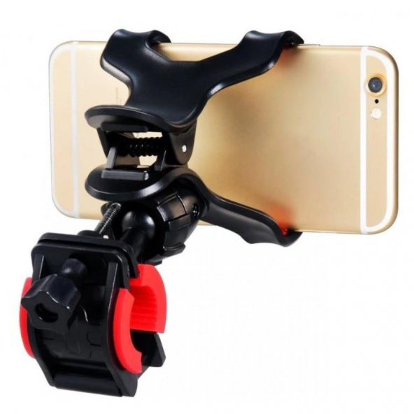 360 Derece Dönebilen Mandallı Bisiklet Telefon Kıskaç Tutacağı Telefon Tutucu