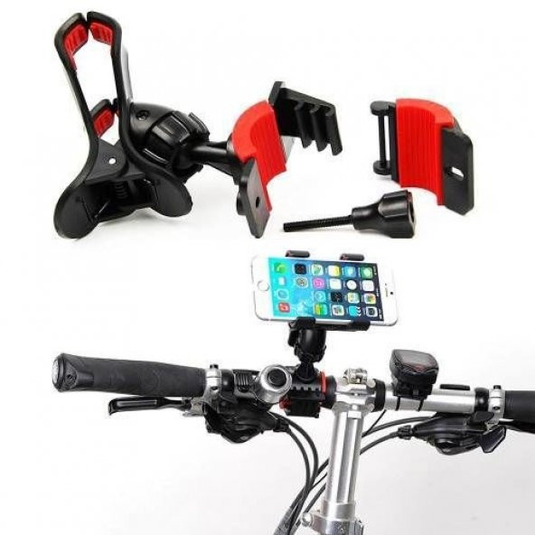 Bisiklet Motosiklet Telefon Tutucu Mandallı 360 Derece Dönebilen Tutacak, Motorsiklet Telefon Tutucu - 2