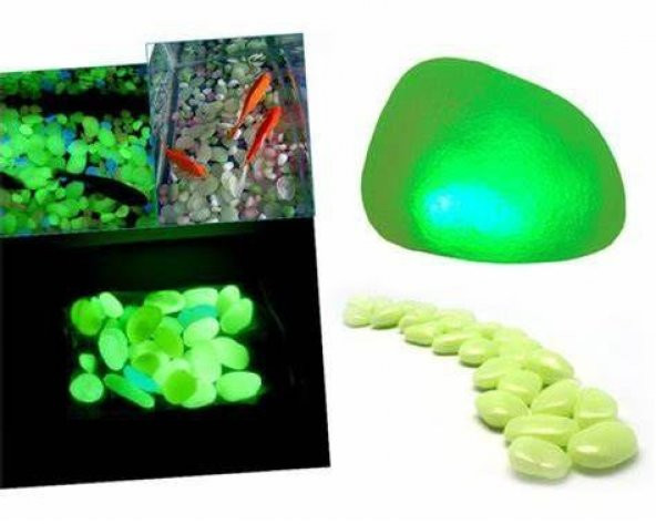 50 Adet Bahçe İçin Fosforlu Çakıl Taşı Gece Parlayan Fosforlu Çakıl Taşları Akvaryum Dekoratif - 4