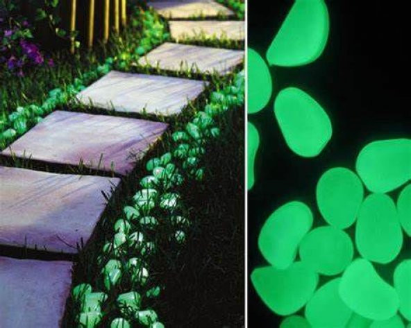 50 Adet Bahçe İçin Fosforlu Çakıl Taşı Gece Parlayan Fosforlu Çakıl Taşları Akvaryum Dekoratif - 5