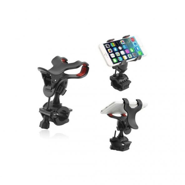 360 Derece Dönebilen Mandallı Bisiklet Telefon Kıskaç Tutacağı Telefon Tutucu - 4
