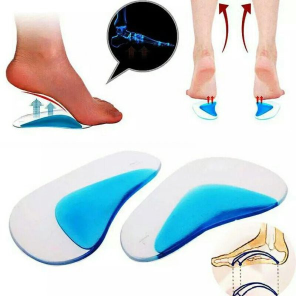 Ark Desteği Jel Düz Tabanlık Silikon Ayak Tabanı Boşluk Doldurucu Ayak Boşluğunu Dolduran Tabanlık  - 2