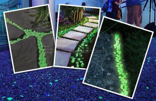 50 Adet Bahçe İçin Fosforlu Çakıl Taşı Gece Parlayan Fosforlu Çakıl Taşları Akvaryum Dekoratif - 7