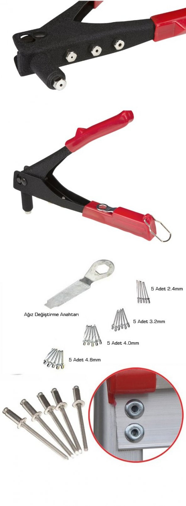 Perçin Makinası Tabancası Elle Sıkım 50 ADET PERÇİN HEDİYELİ Perçinleme Tabancası - 2