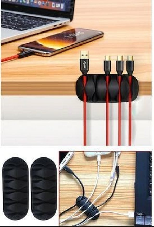 Kablo Düzenleyici Tek Pakette 3 Adet Kablo Düzenleyici Set 5 Kanallı Yapışkanlı Set