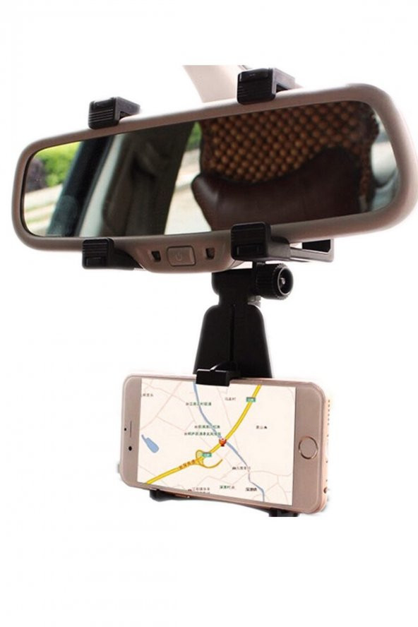 Araç İçi Dikiz Aynası Telefon ve Navigasyon Tutucu Siyah - 2