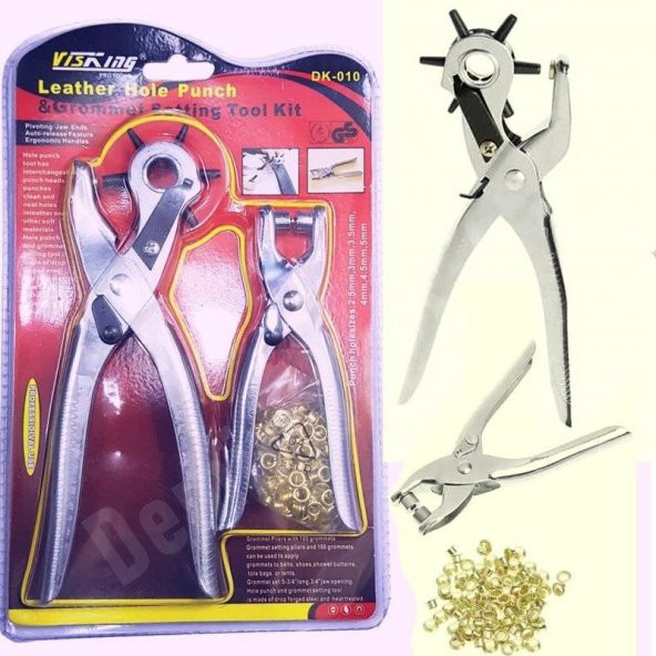 Kemer Delme Aleti ve Çıt Çıt Pensesi 2 Li Set Ayar Başlıklı Kemer Delme Pensesi Delici Kemer Delici Kapsul Pensi - 2