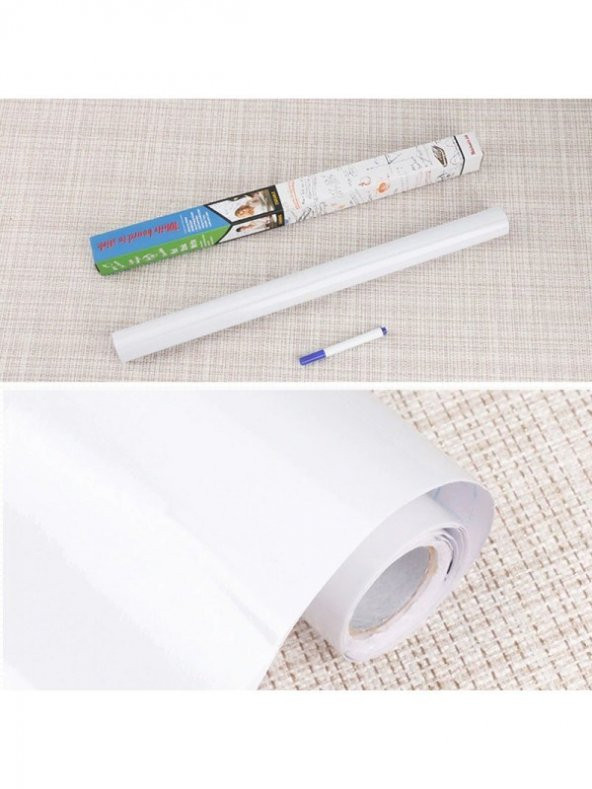 ORJİNAL Silinebilir Yapışkanlı Beyaz Tahta Ve Yazı Tahtası 45x200 Cm Kalemli Sticker Duvar Kağıdı - 3
