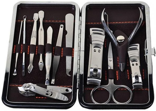 12li Manikür Pedikür Tırnak Bakım Seti Takımı Çantalı Tırnak Makası Manikür Bıçağı Akne İğnesi - 2